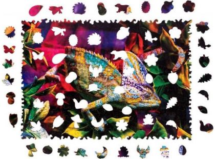 Puzzler Dřevěné barevné puzzle Úžasný chameleon