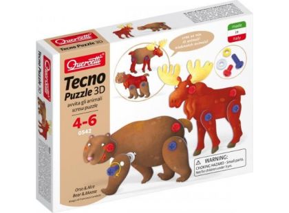 Quercetti Tecno Puzzle 3D medvěd a los