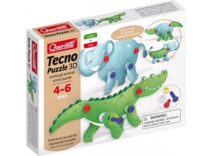 Quercetti Tecno Puzzle 3D slon a krokodýl