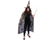 Rappa Čarodějnický plášť s kloboukem a pavučinou pro dospělé Halloween