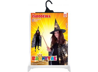 Rappa Čarodějnický plášť s kloboukem a pavučinou pro dospělé Halloween