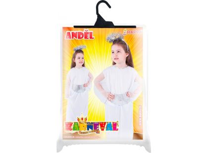 Rappa Dětský kostým Anděl se svatozáří a páskem 110 - 116 cm