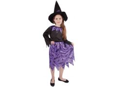 Rappa Dětský kostým čarodějnice s netopýry a kloboukem velikost 105 - 116 cm