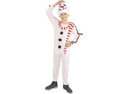 Rappa Dětský kostým sněhulák s čepicí a šálou velikost 104 - 116 cm