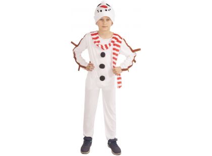Rappa Dětský kostým sněhulák s čepicí a šálou velikost 104 - 116 cm