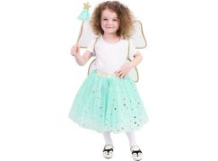 Rappa Dětský kostým tutu sukně zelená víla s hůlkou a křídly 104 - 146 cm