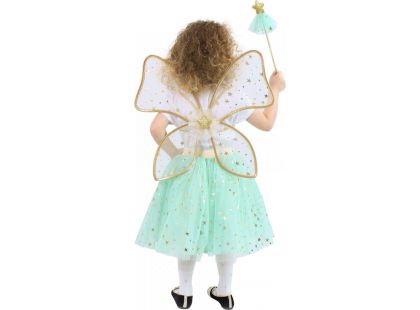 Rappa Dětský kostým tutu sukně zelená víla s hůlkou a křídly 104 - 146 cm