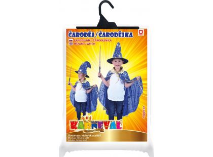 Rappa Dětský modrý čarodějnický plášť s kloboukem