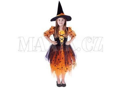 Rappa Dětský kostým Čarodějnice s oranžovým kloboukem vel. M