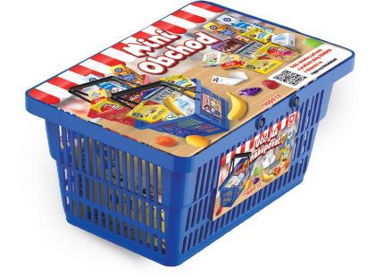 Rappa Mini obchod nákupní košík s doplňky a učením jak nakupovat - modrý