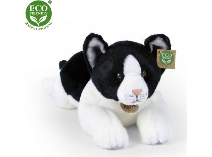 Rappa Plyšová kočka ležící černo-bílá 35 cm Eco Friendly
