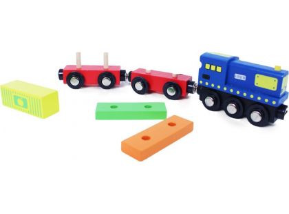 Rappa Vlak dřevěný naučný s puzzle a magnetickou krabičkou