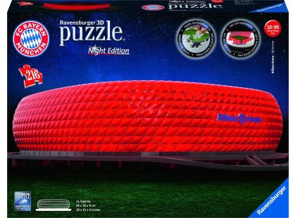 Ravensburger 3D puzzle 125302 Allianz Arena Noční edice 216 dílků