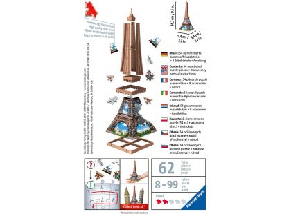 Ravensburger 3D Puzzle 125364 Mini budova Eiffelova věž položka 54 dílků