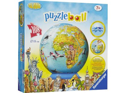 Ravensburger Dětská mapa světa puzzleball 108 dílků
