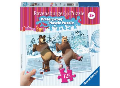 Ravensburger Máša a medvěd Voděodolné puzzle Bruslení 12 dílků