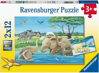 Ravensburger puzzle 050956 Zvířata z celého světa 2x12 dílků