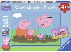 Ravensburger puzzle 090822 Prasátko Peppa Šťastná rodina 2x24 dílků