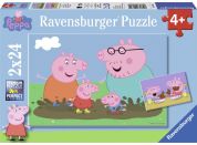 Ravensburger Puzzle Prasátko Peppa Šťastná rodina 2 x 24 dílků