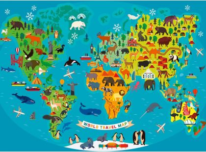 Ravensburger Puzzle Zvířecí světová mapa 150 XXL dílků