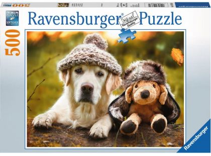 Ravensburger puzzle 147830 Pes s čepicí 500 dílků