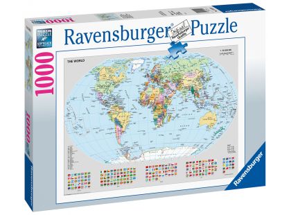 Ravensburger Puzzle Politická mapa světa s vlajkami 1000 dílků