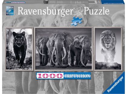 Ravensburger Puzzle panorama Panter, slon a lev 1000 dílků