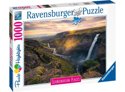 Ravensburger Puzzle Skandinávie Island Vodopád Haifoss 1000 dílků