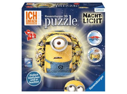 Ravensburger Puzzle 3D Mimoňové svítící puzzleball 72 dílků