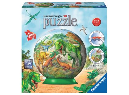 Ravensburger Puzzle 3D Zeměkoule dinosauři puzzleball 108 dílků