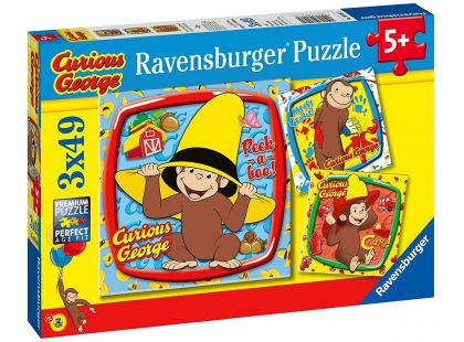 Ravensburger Puzzle 80489 Zvědavý George a přátelé 3 x 49 dílků