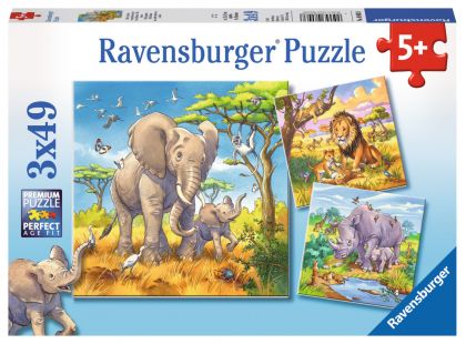 Ravensburger Puzzle Divoká zvířata 3x49 dílků