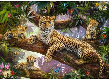 Ravensburger puzzle Hrdá leopardí matka 1000 dílků