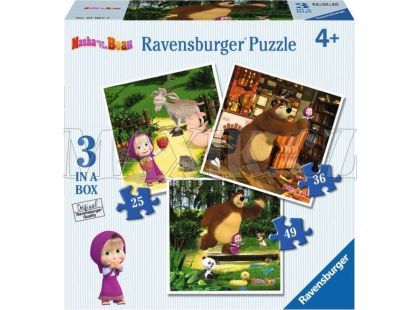 Ravensburger Puzzle Máša a medvěd 3v1