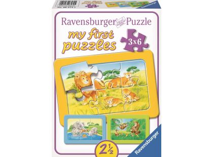 Ravensburger puzzle Opice, slon a lev 3x6 dílků