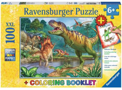 Ravensburger Puzzle Premium Svět dinosaurů 100XXL dílků + Coloring Booklet