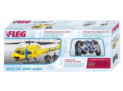 RC Vrtulník -Helikoptéra Fleg RESCUE Huey GYRO s figurkami - Poškozený obal