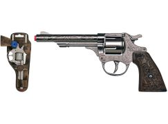 Revolver kovbojský stříbrný, kovový - 8 ran