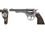 Revolver kovbojský stříbrný, kovový - 8 ran