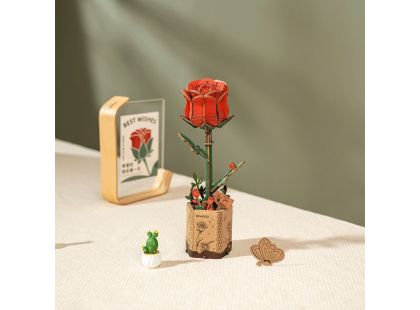 RoboTime 3D dřevěná skládačka Červená růže