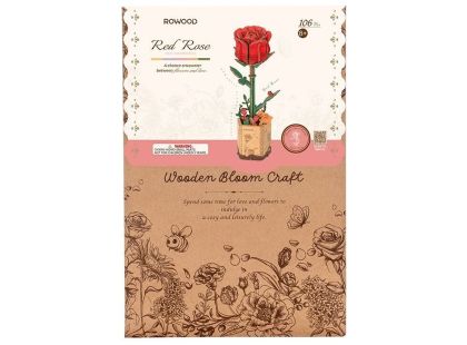 RoboTime 3D dřevěná skládačka Červená růže