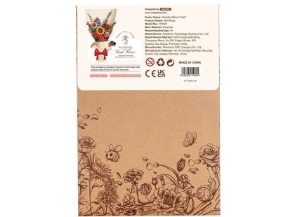 RoboTime 3D dřevěná skládačka Červená růže