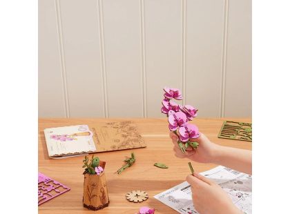 RoboTime 3D dřevěná skládačka Fialová orchidej