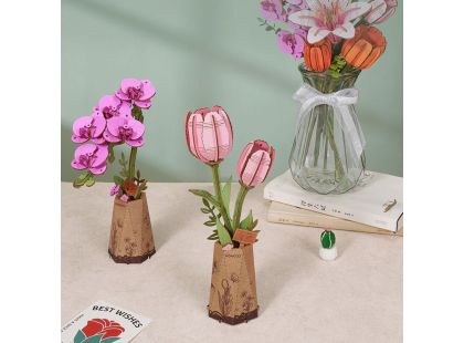 RoboTime 3D dřevěná skládačka Fialová orchidej