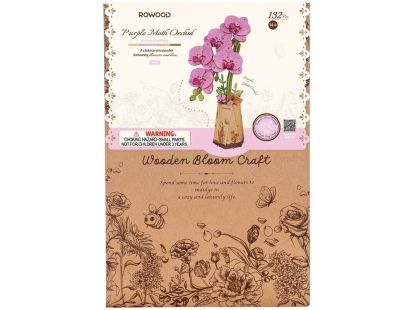 RoboTime 3D dřevěná skládačka Fialová orchidej