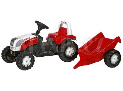 Rolly Toys Šlapací traktor Rolly Kid Steyer s vlečkou Červený