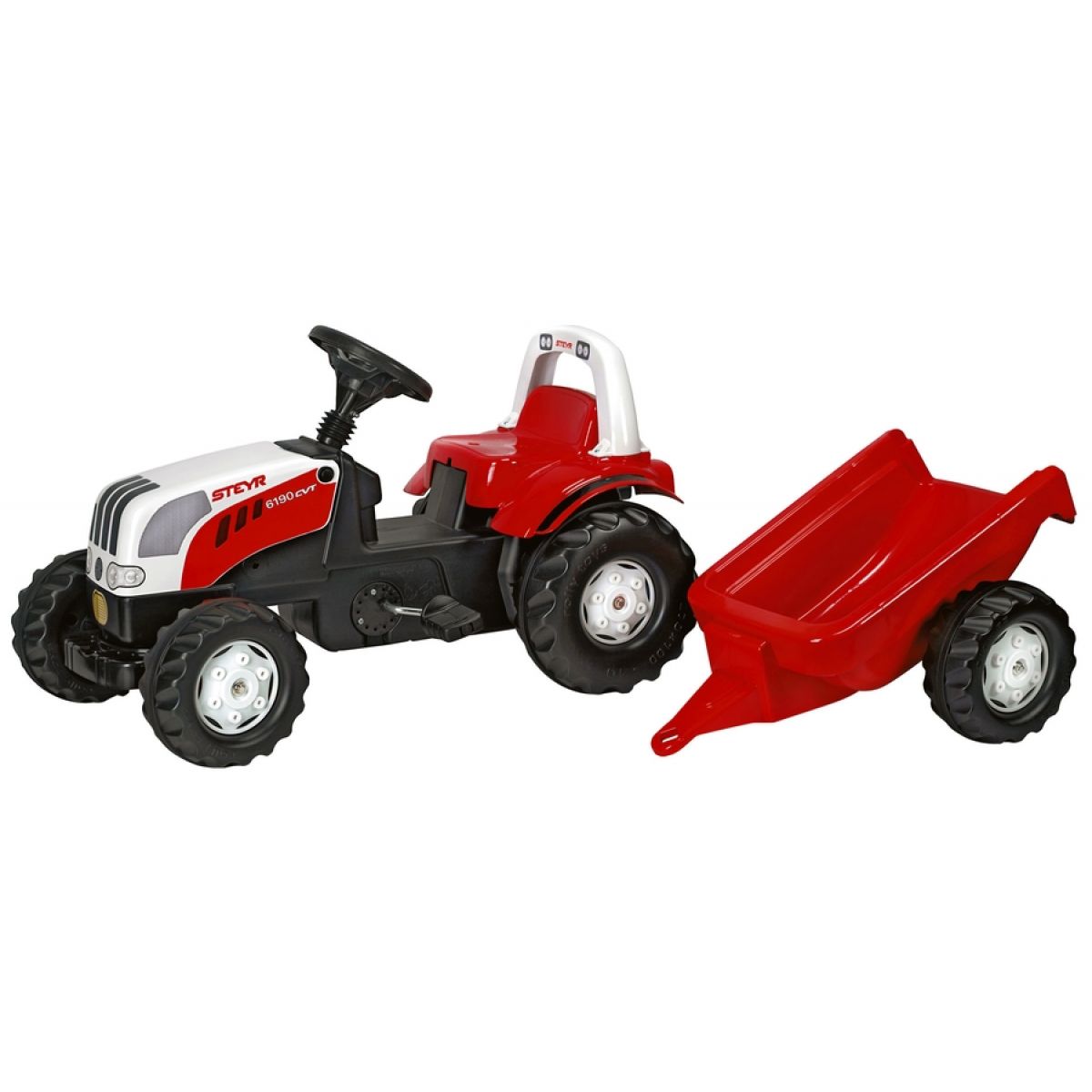 Rolly Toys Šlapací traktor Rolly Kid Steyer s vlečkou Červený