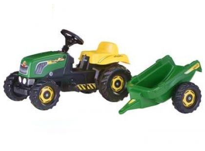Rolly Toys Šlapací traktor Rolly Kid s vlečkou Zelený