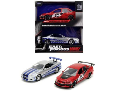 Rychle a zběsile Twin Pack 2006 Mitsubishi Lancer Evo IX + Brianův 2002 Nissan Skyline GTR R34, 1:32 Wave