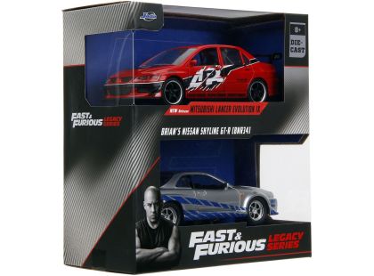 Rychle a zběsile Twin Pack 2006 Mitsubishi Lancer Evo IX + Brianův 2002 Nissan Skyline GTR R34, 1:32 Wave